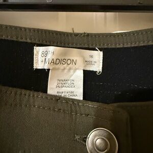 89th & Madison olive green pants
